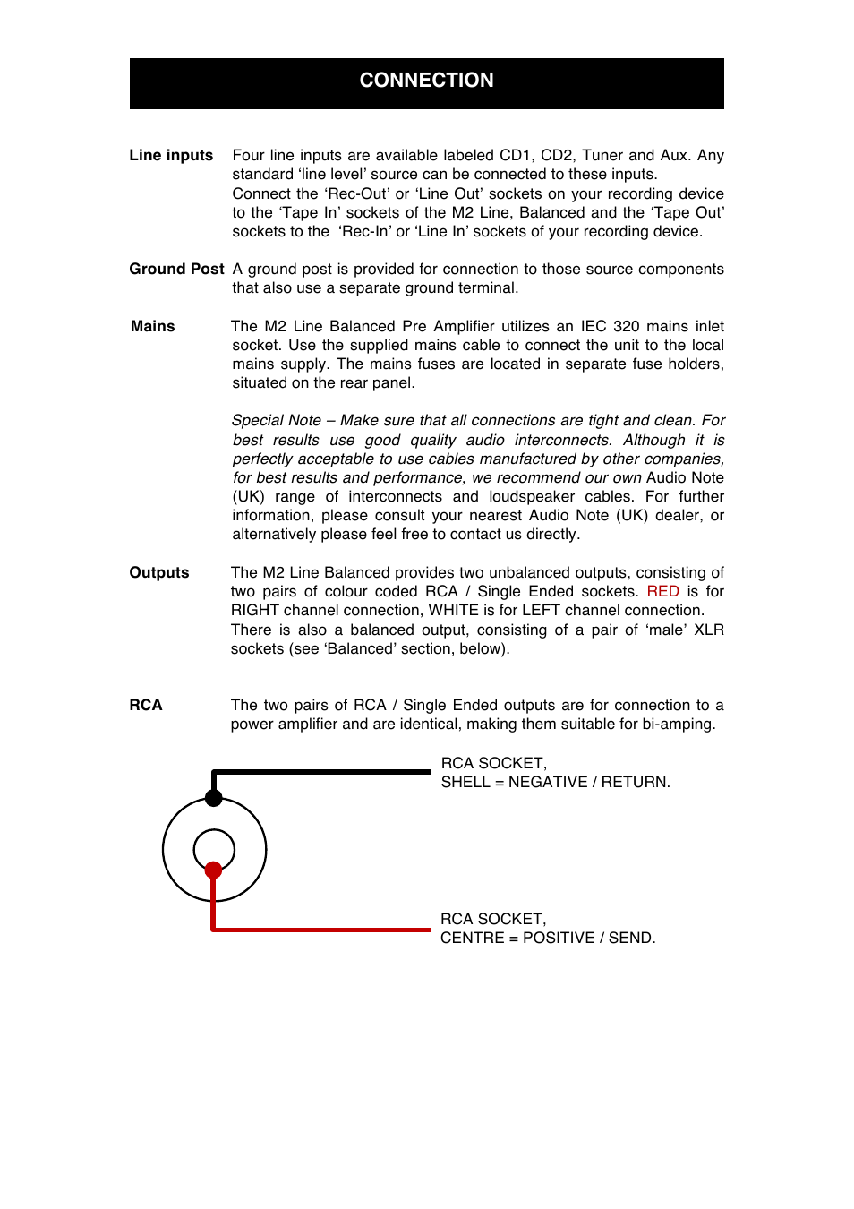 Connection | Audio Note M2 Line Balanced User Manual | Page 8 / 15