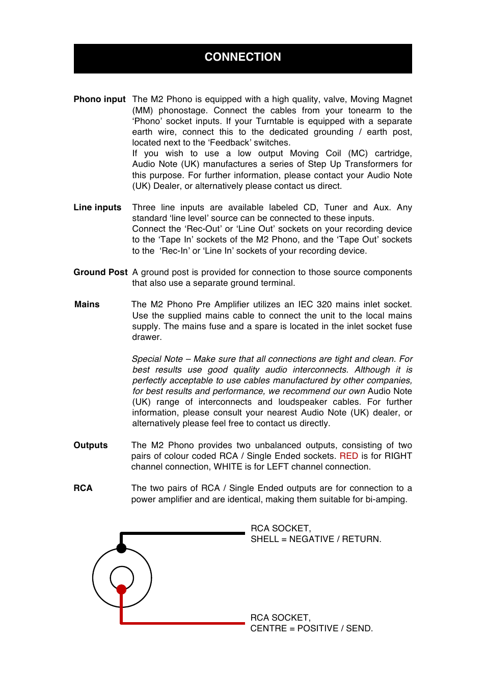 Connection | Audio Note M2 Phono User Manual | Page 8 / 13