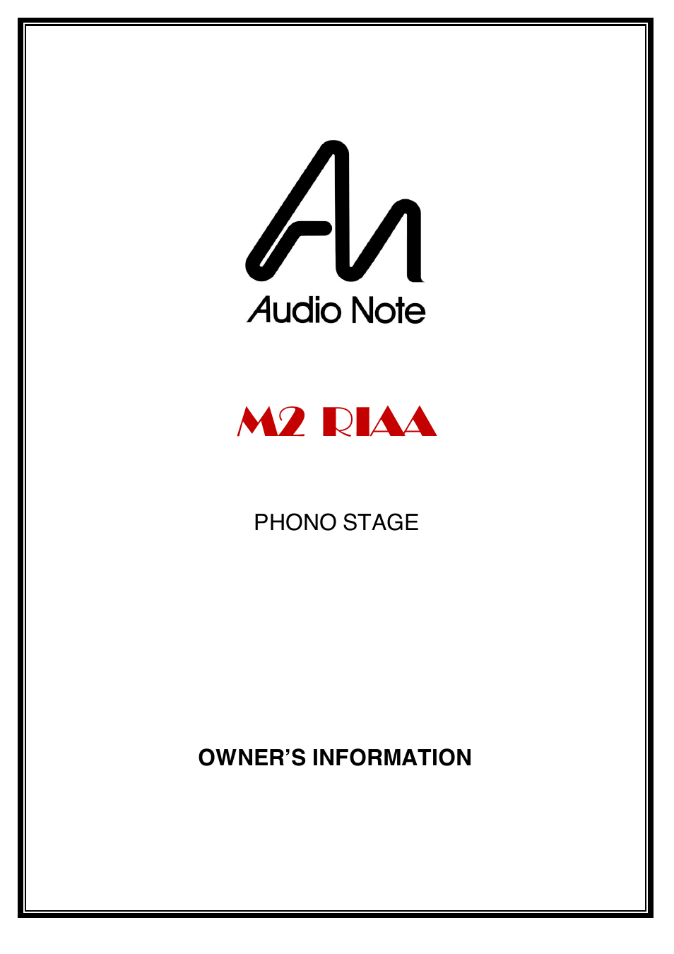 Audio Note M2 RIAA User Manual | 12 pages