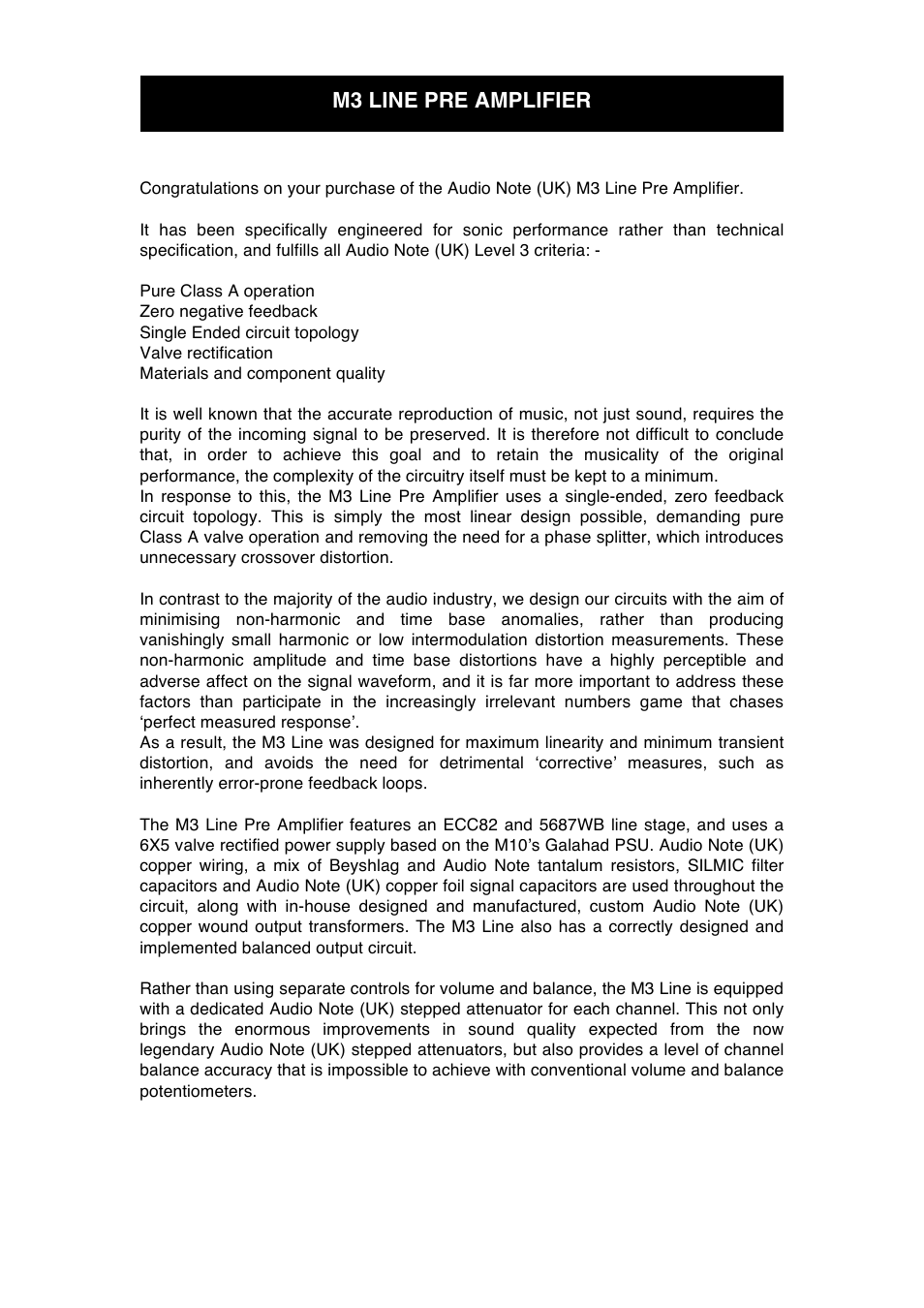 Audio Note M3 Line Balanced CD Input User Manual | Page 6 / 15