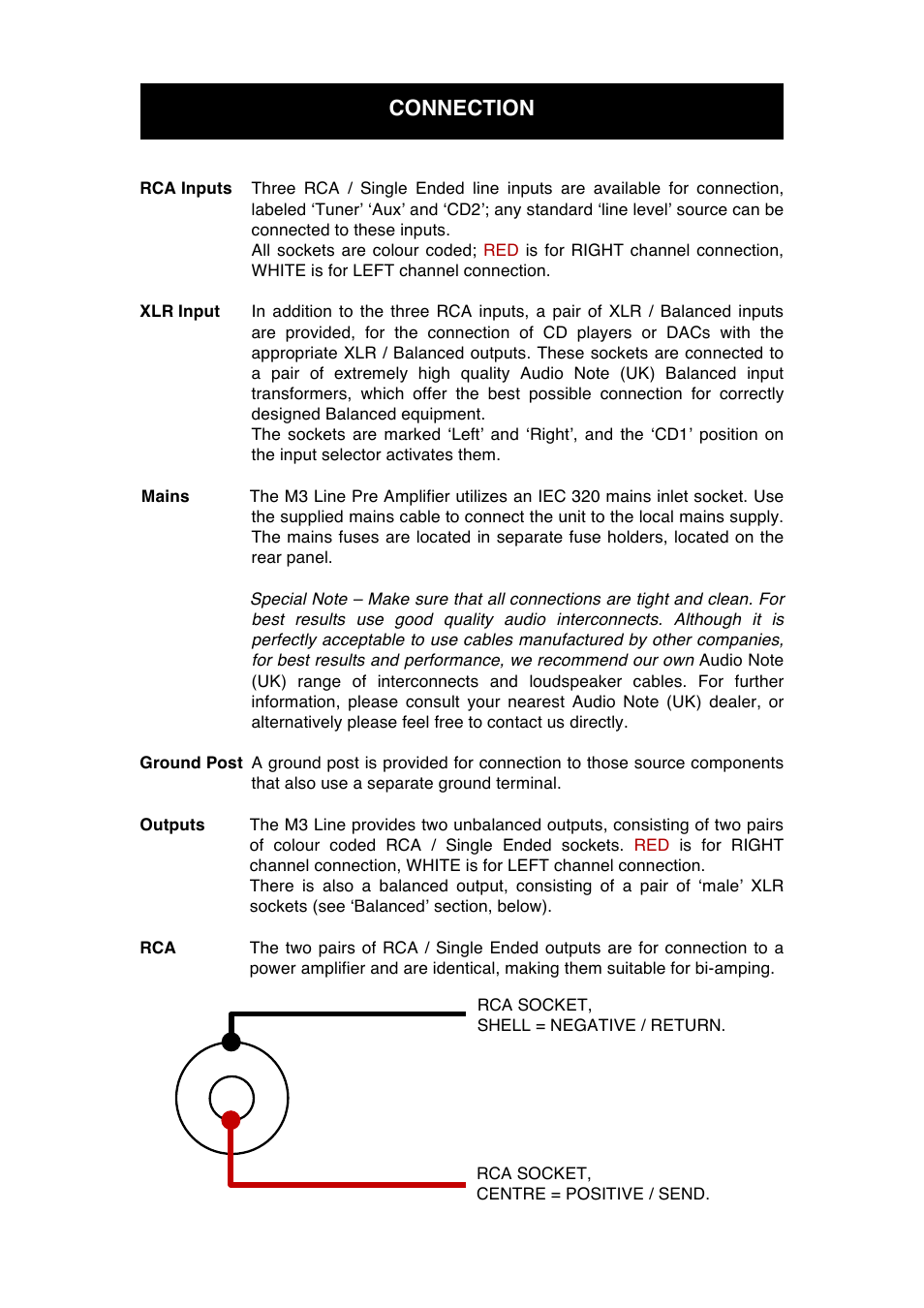 Connection | Audio Note M3 Line Balanced CD Input User Manual | Page 8 / 15