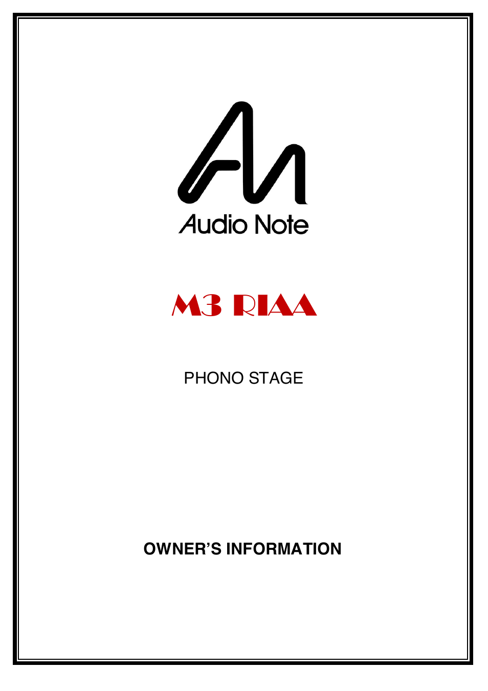 Audio Note M3 RIAA User Manual | 14 pages