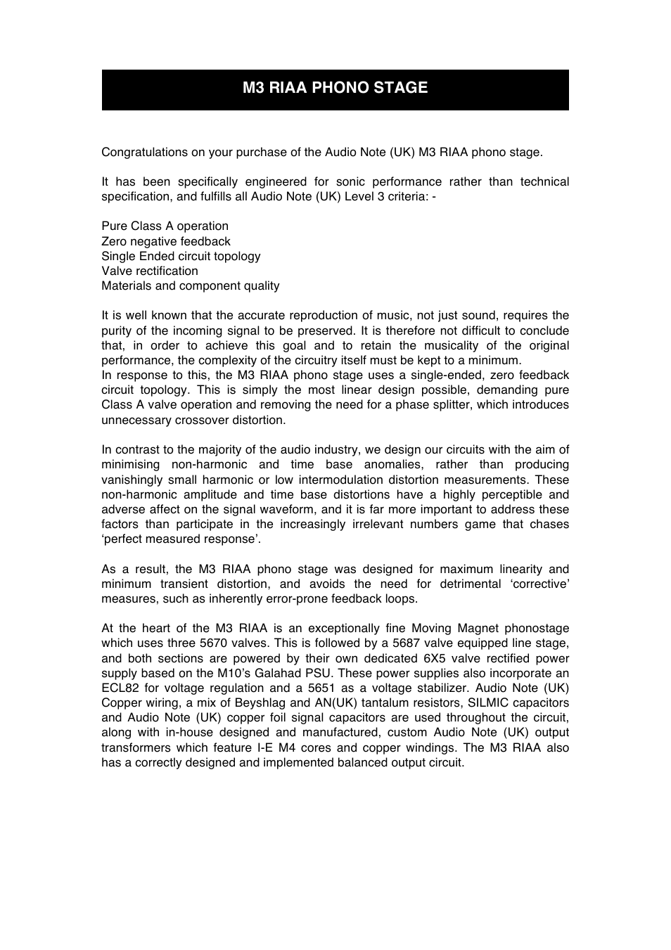 Audio Note M3 RIAA User Manual | Page 6 / 14