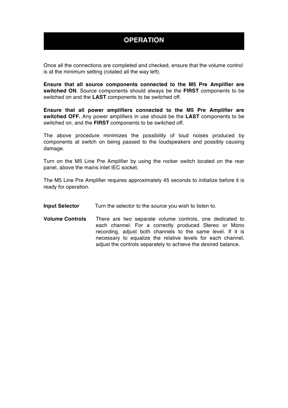 Operation | Audio Note M5 Line User Manual | Page 11 / 15