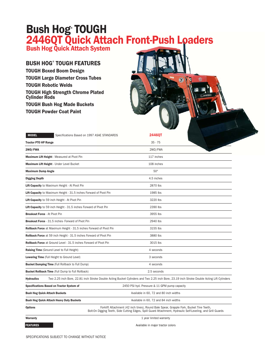 Bush Hog TOUGH 2446QT User Manual | 1 page