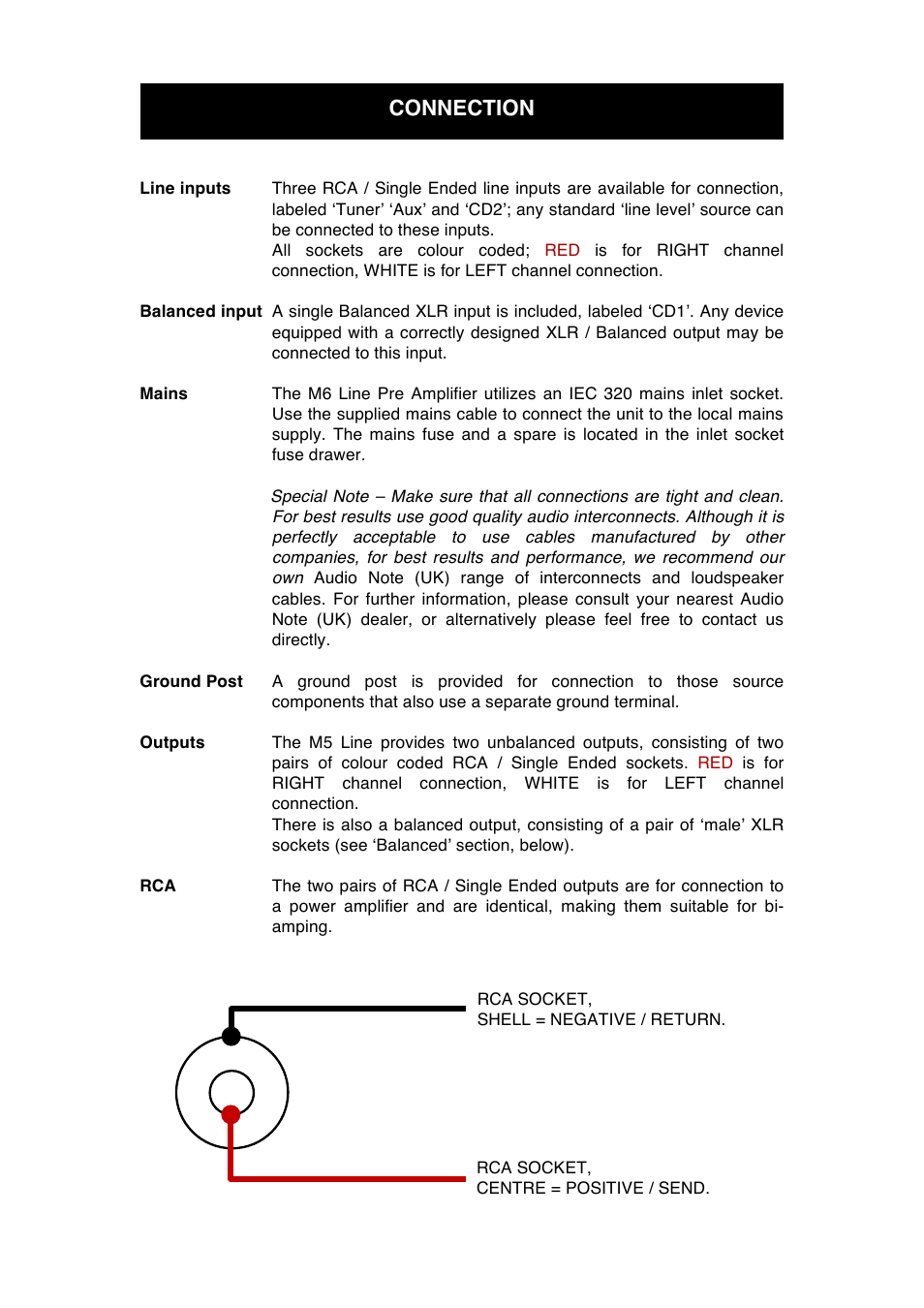 Connection | Audio Note M5 Line Balanced CD Input User Manual | Page 8 / 15