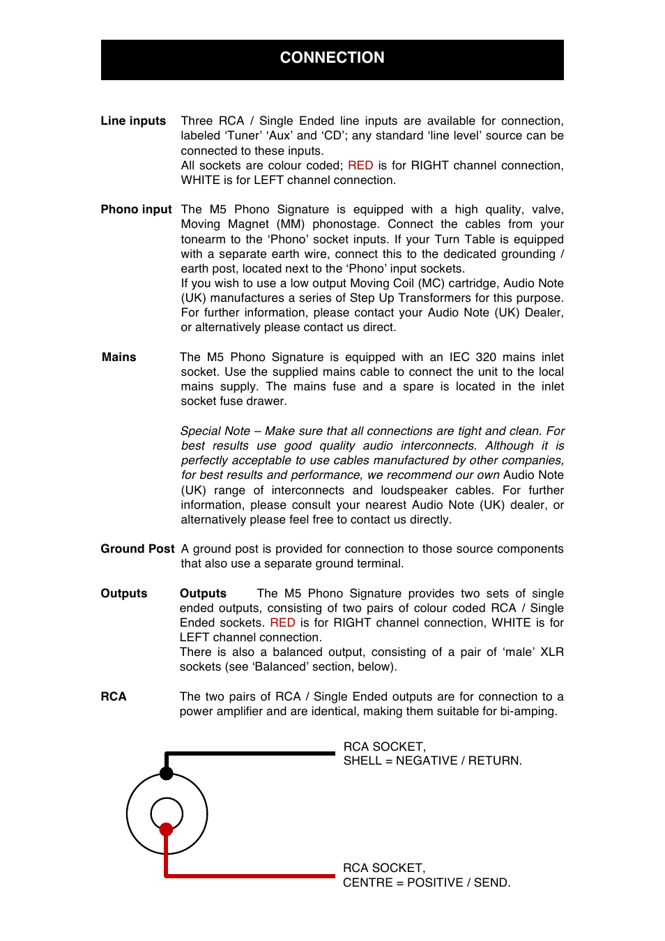 Connection | Audio Note M5 Phono Signature User Manual | Page 8 / 15
