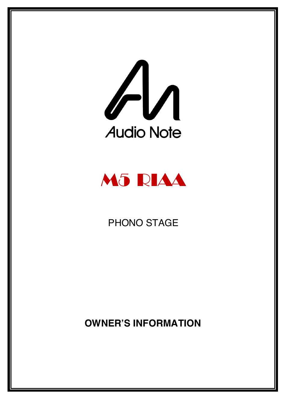 Audio Note M5 RIAA User Manual | 14 pages