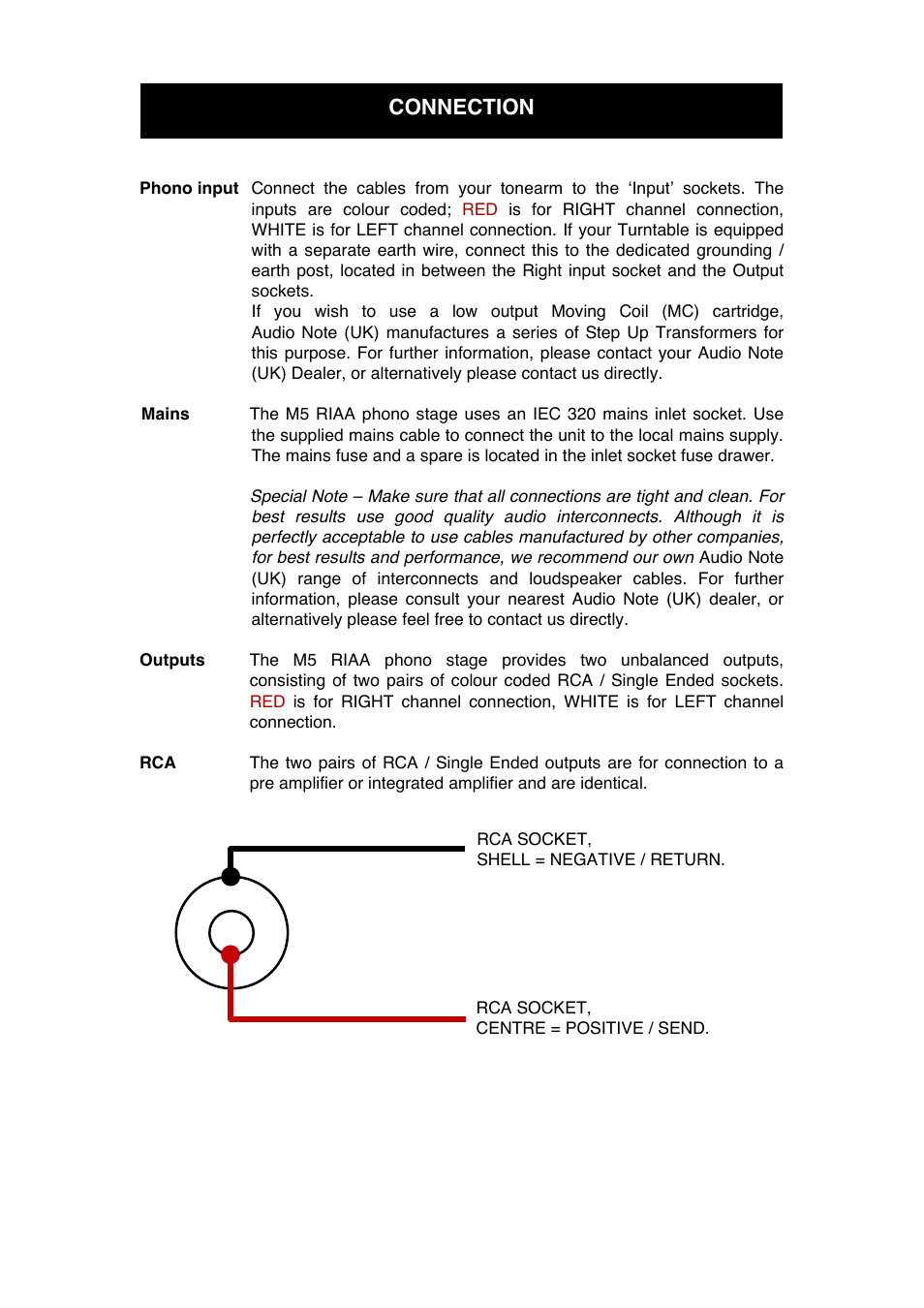 Connection | Audio Note M5 RIAA User Manual | Page 8 / 14