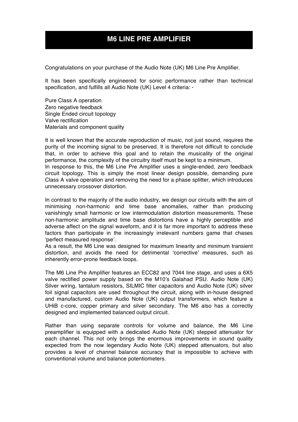 Audio Note M6 Line Balanced CD Input User Manual | Page 6 / 15
