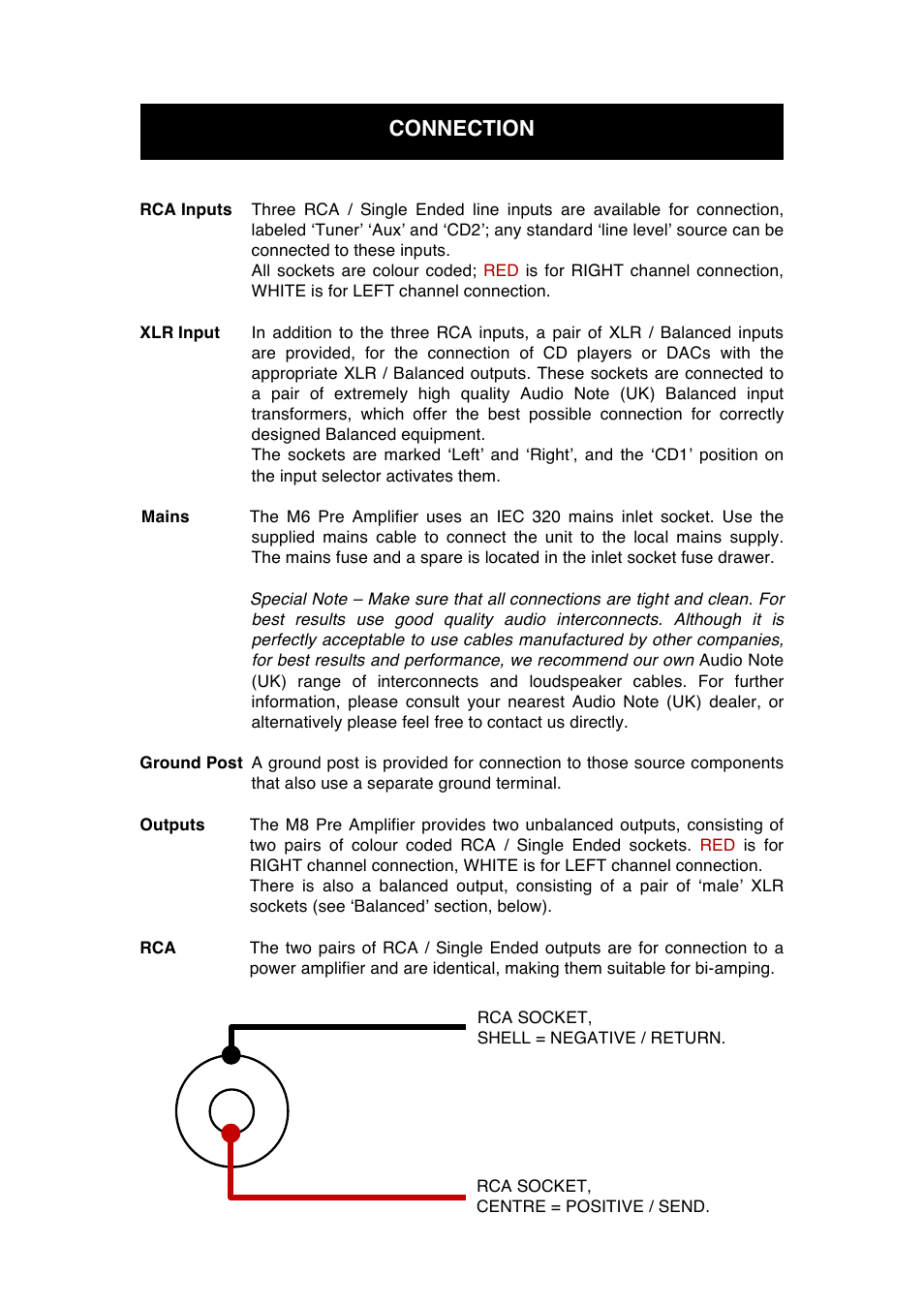 Connection | Audio Note M6 Line Balanced CD Input User Manual | Page 8 / 15
