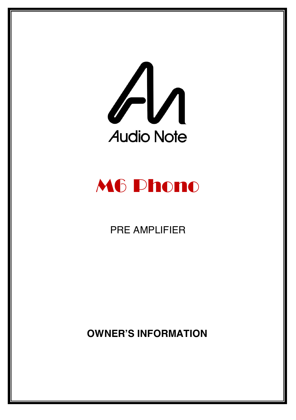 Audio Note M6 Phono User Manual | 15 pages