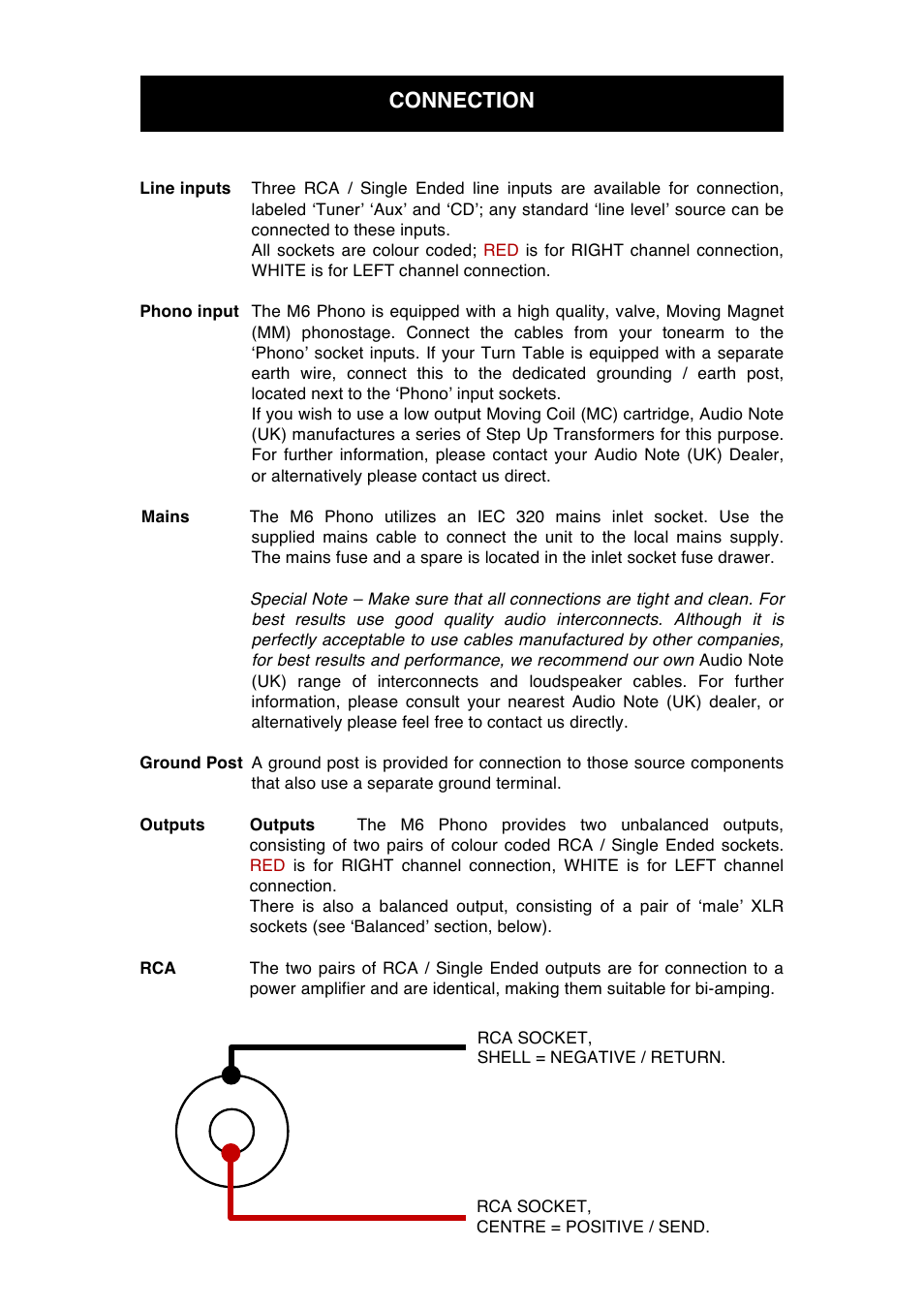 Connection | Audio Note M6 Phono User Manual | Page 8 / 15