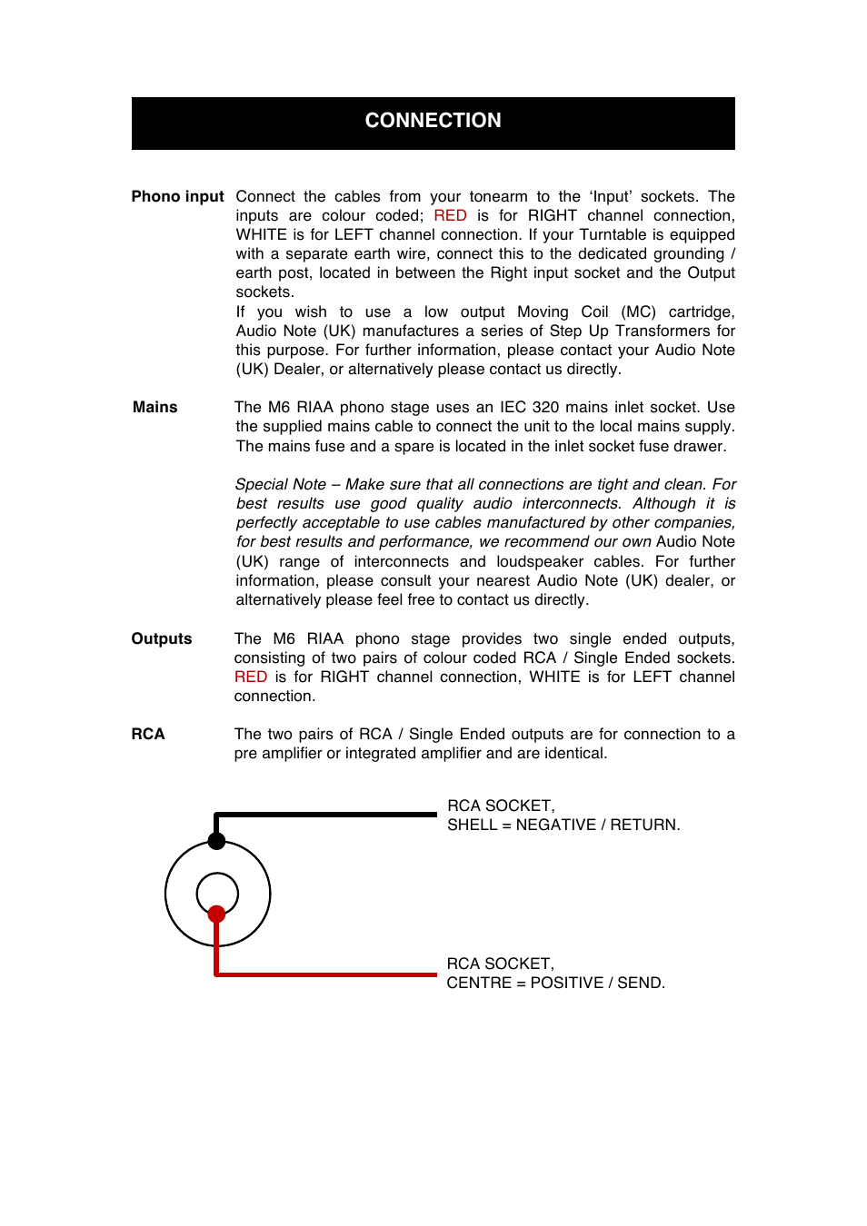 Connection | Audio Note M6 RIAA User Manual | Page 8 / 14