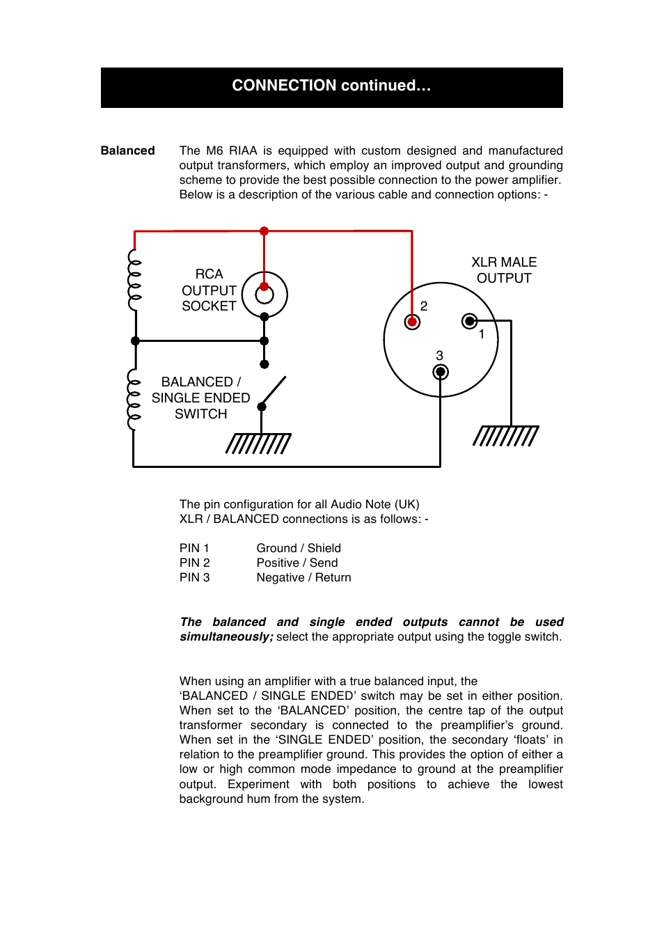 Connection continued | Audio Note M6 RIAA User Manual | Page 9 / 14