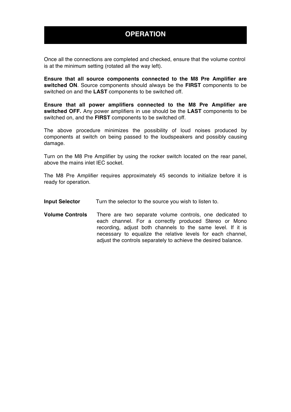 Operation | Audio Note M8 Line User Manual | Page 11 / 15