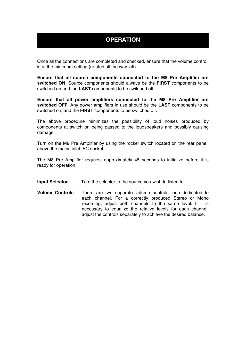 Operation | Audio Note M8 Line Balanced CD Input User Manual | Page 11 / 16