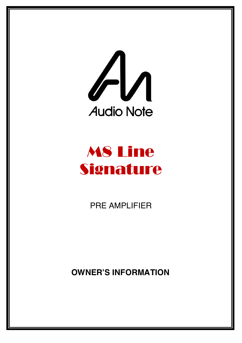 Audio Note M8 Line Signature User Manual | 20 pages