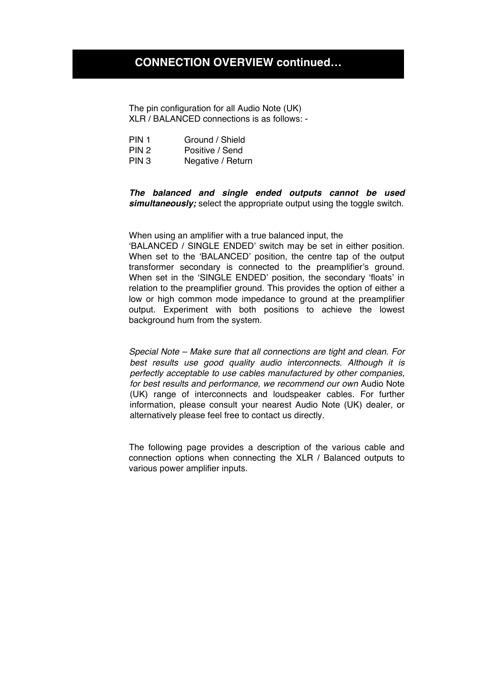 Connection overview continued | Audio Note M8 Line Signature User Manual | Page 14 / 20