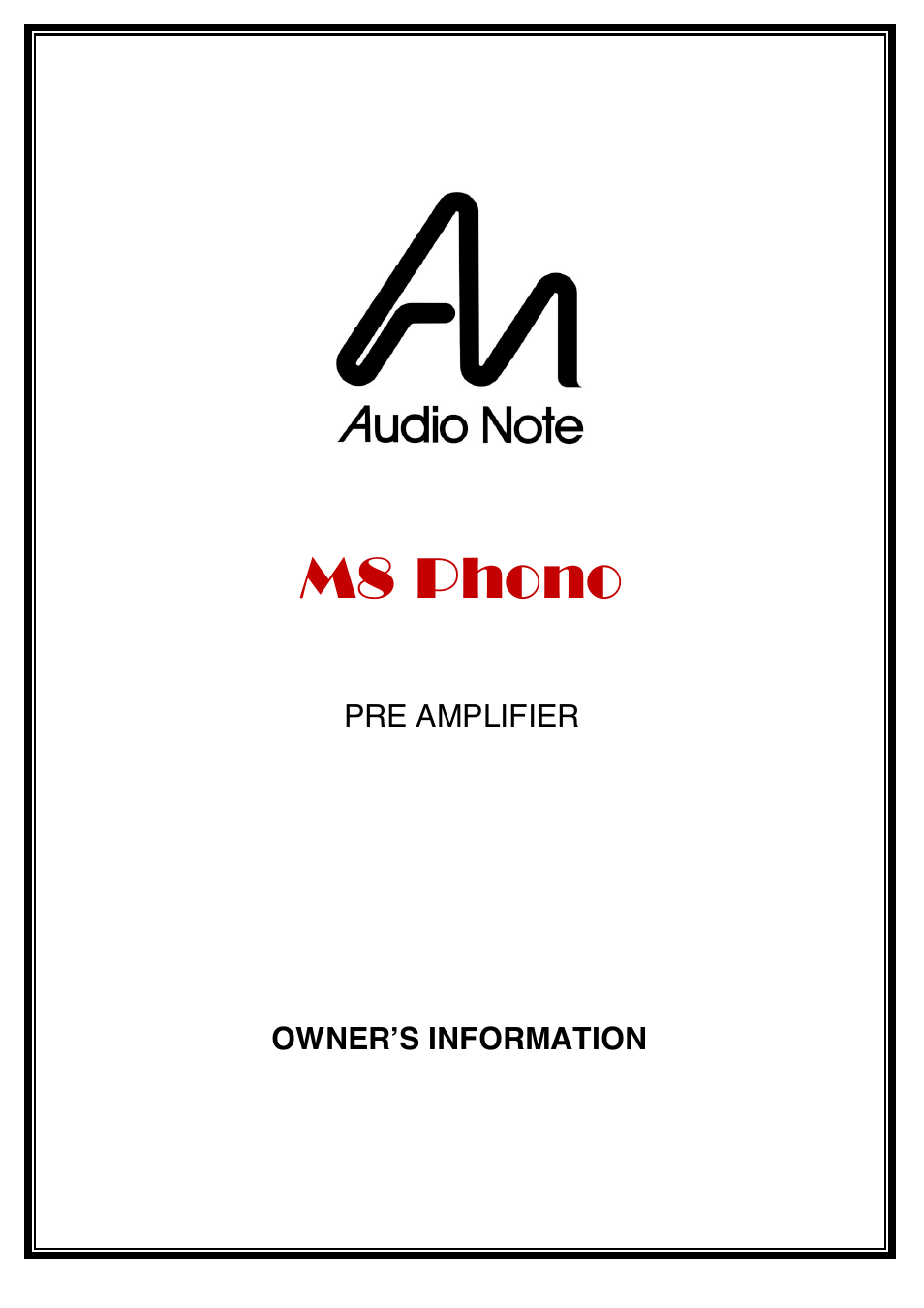 Audio Note M8 Phono User Manual | 15 pages
