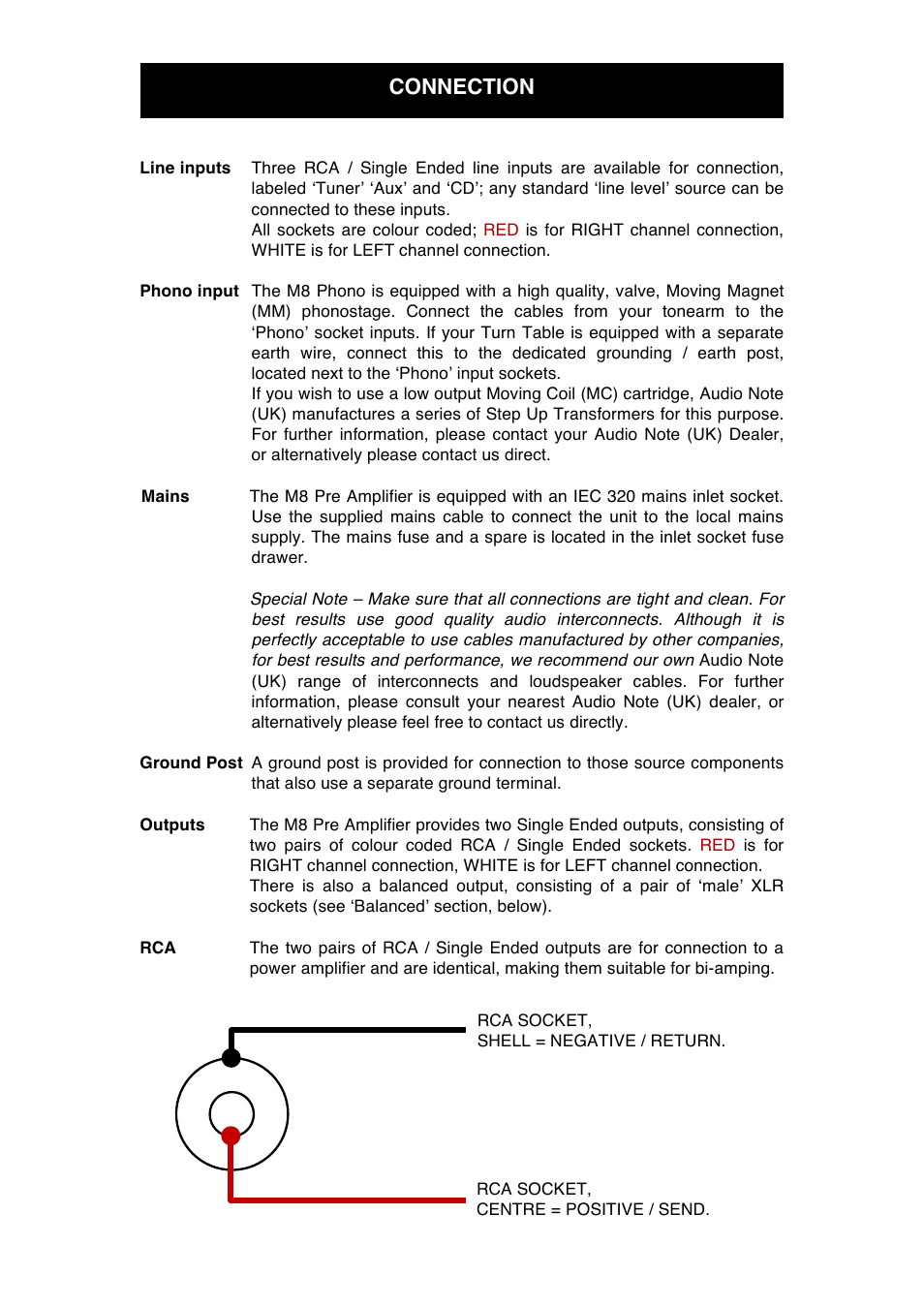 Connection | Audio Note M8 Phono User Manual | Page 8 / 15