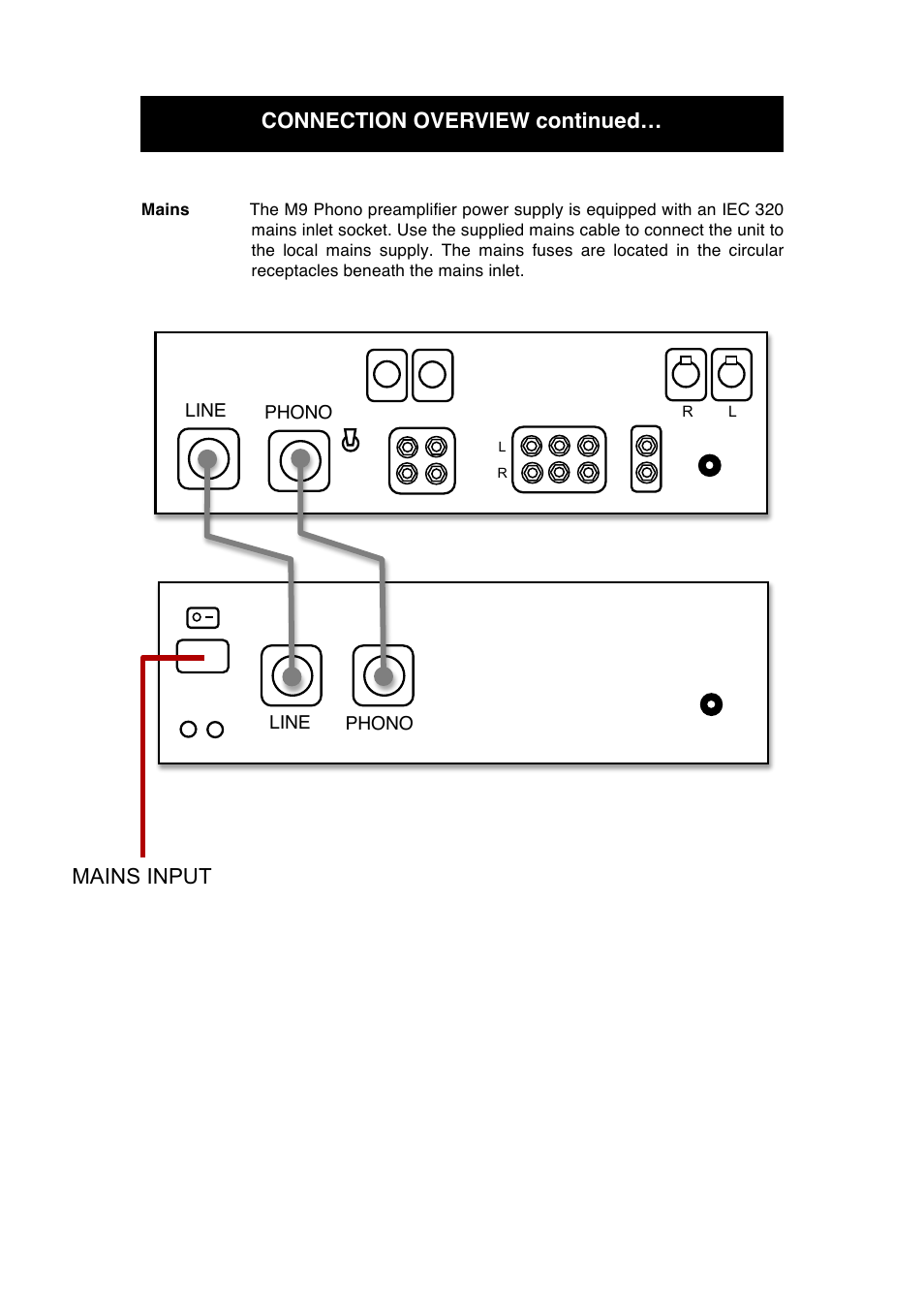 Connection overview continued… mains input | Audio Note M9 Phono User Manual | Page 11 / 20