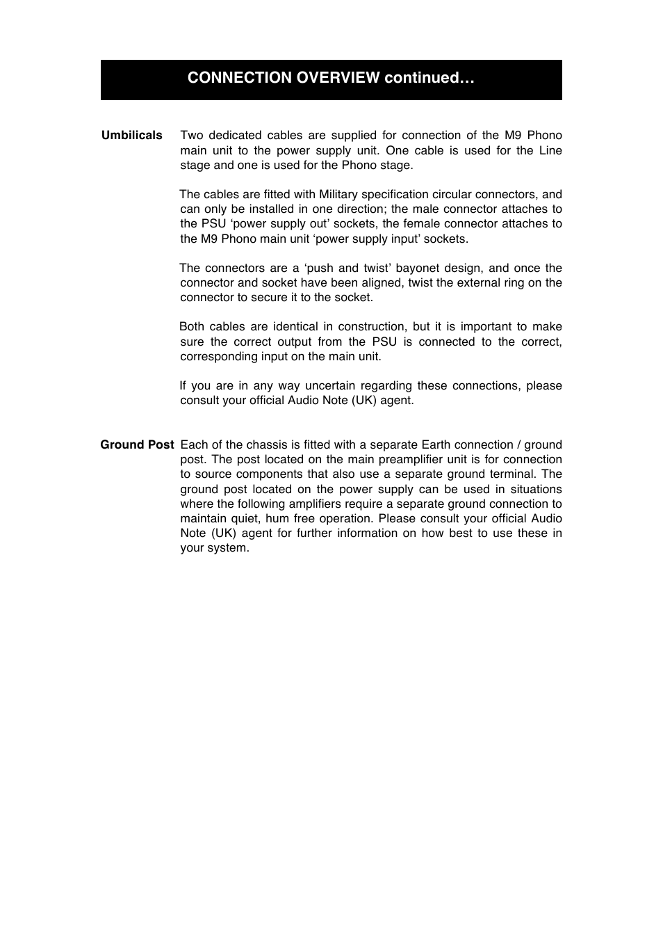 Connection overview continued | Audio Note M9 Phono User Manual | Page 9 / 20