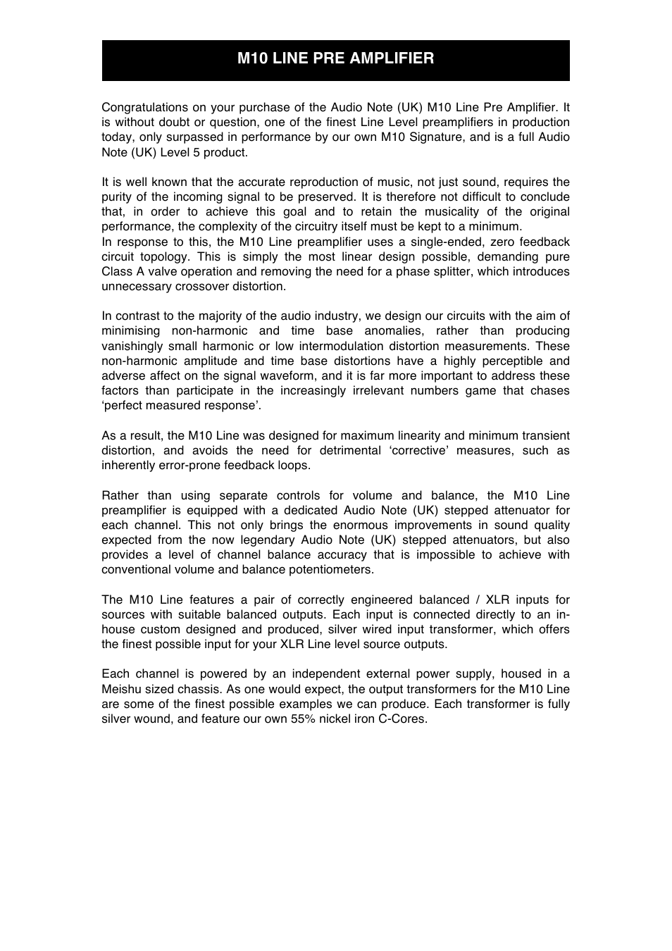 Audio Note M10 Line User Manual | Page 6 / 20
