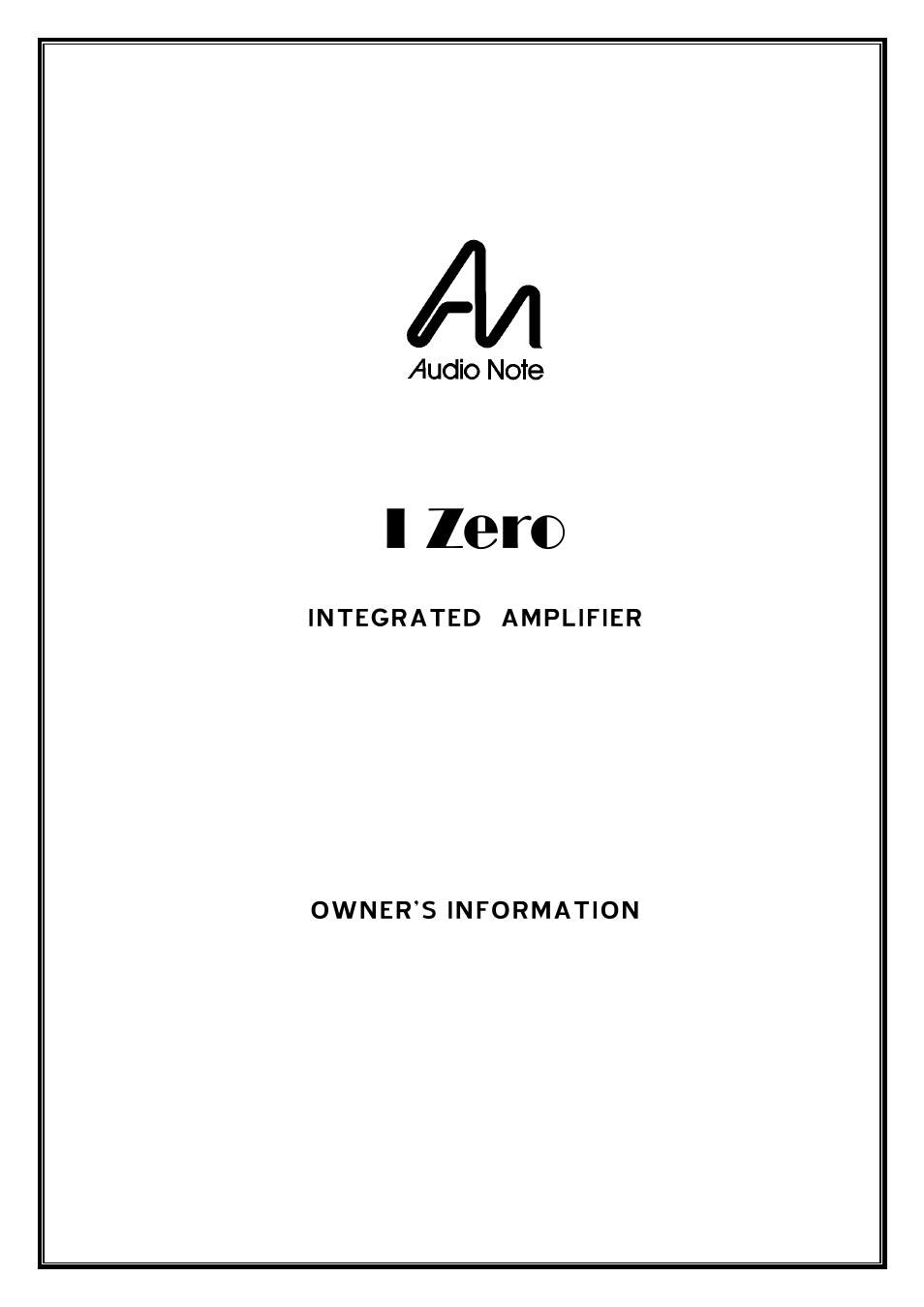 Audio Note I-Zero User Manual | 6 pages