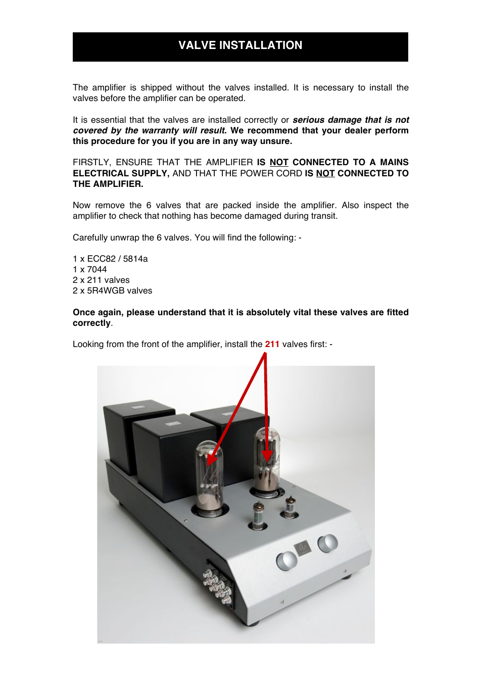 Valve installation | Audio Note Jinro User Manual | Page 7 / 14