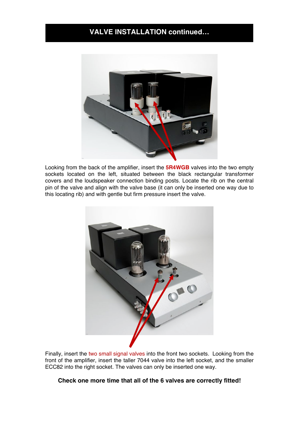 Valve installation continued | Audio Note Jinro User Manual | Page 9 / 14