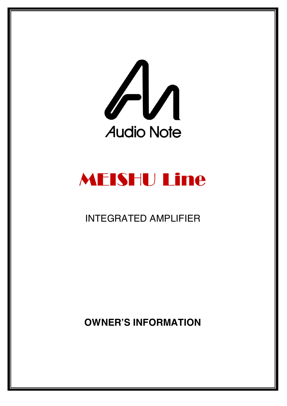 Audio Note Meishu Line User Manual | 13 pages