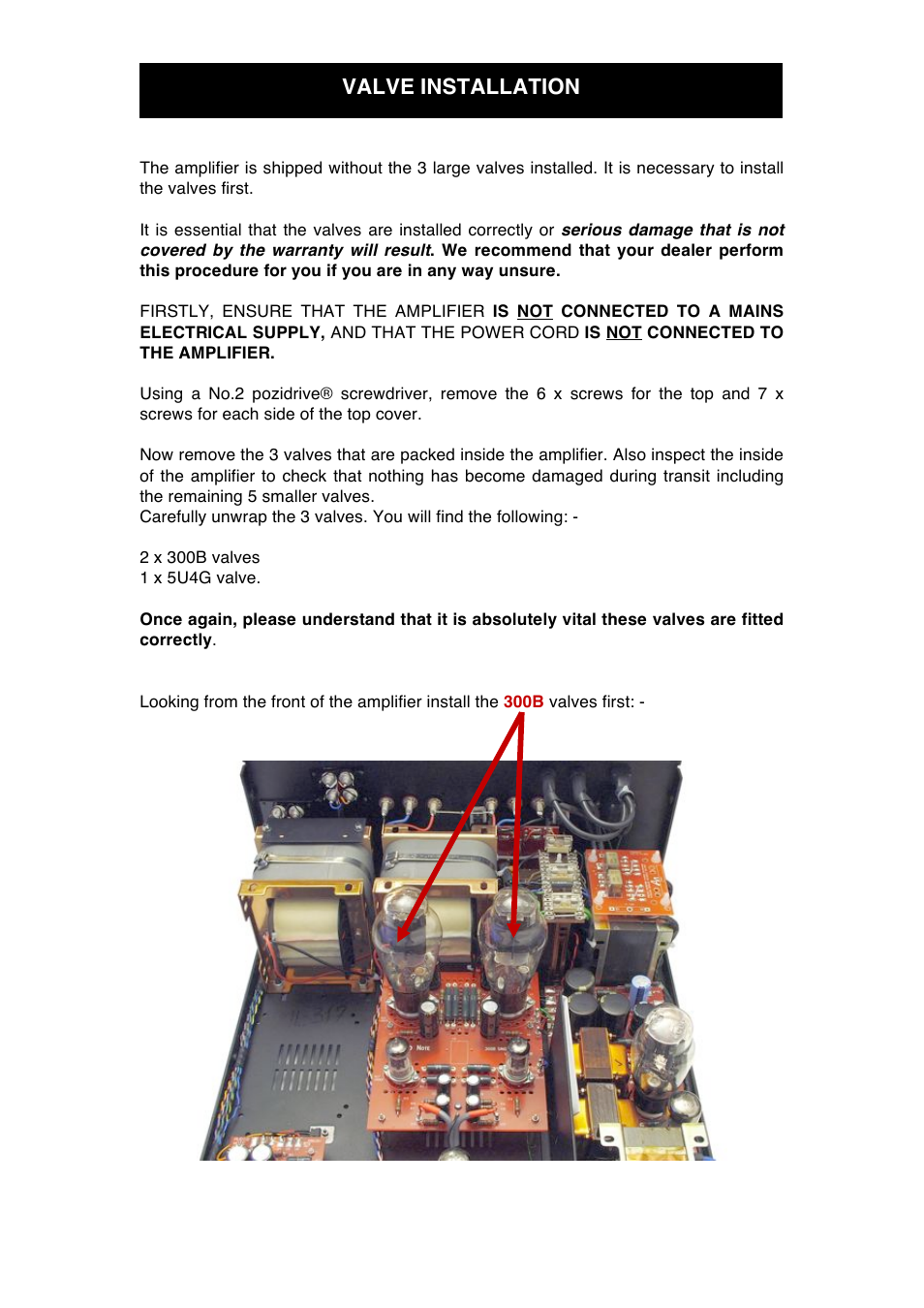 Valve installation | Audio Note Meishu Line User Manual | Page 7 / 13