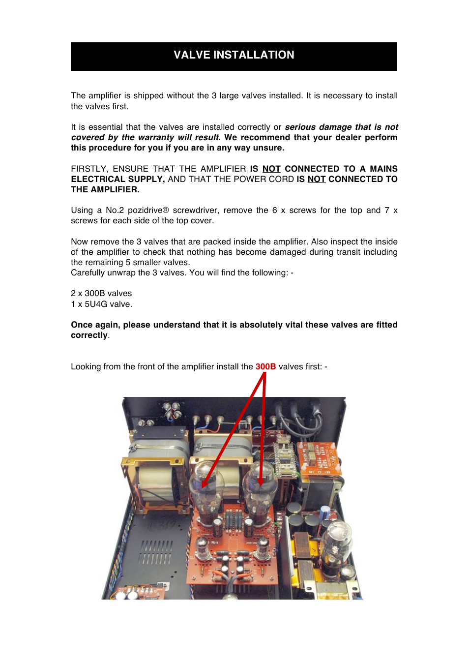 Valve installation | Audio Note Meishu Line Silver User Manual | Page 7 / 13