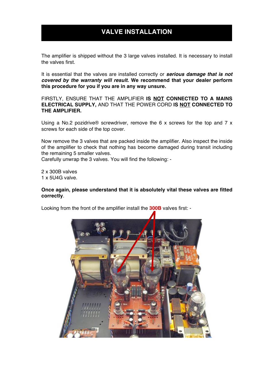 Valve installation | Audio Note Meishu Line Silver Signature User Manual | Page 7 / 13