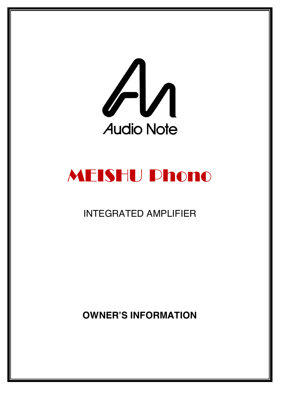 Audio Note Meishu Phono User Manual | 13 pages