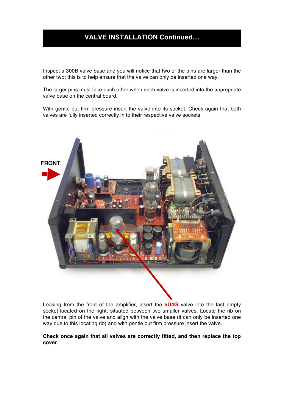 Valve installation continued | Audio Note Meishu Phono User Manual | Page 8 / 13