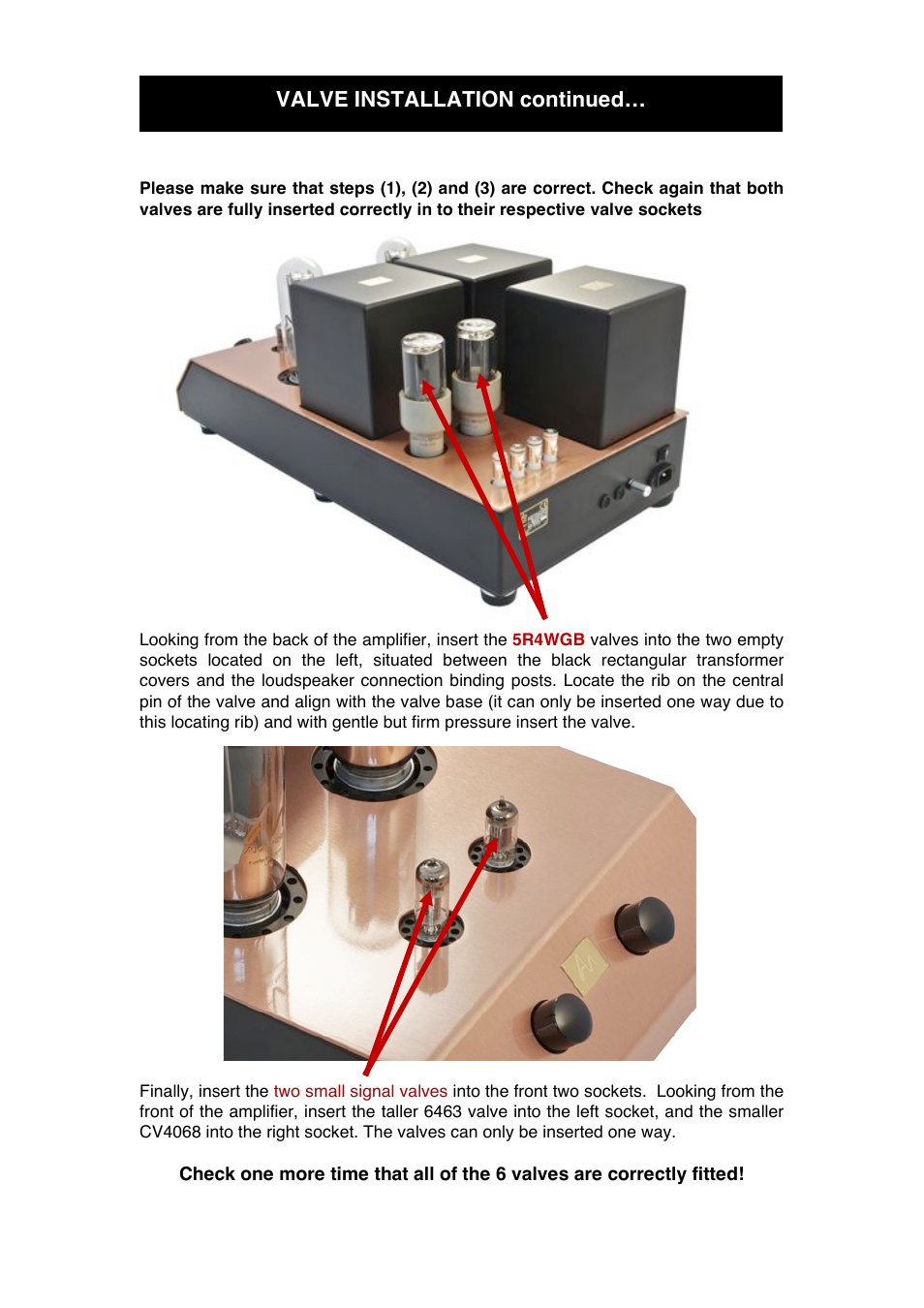 Valve installation continued | Audio Note Ongaku User Manual | Page 10 / 15