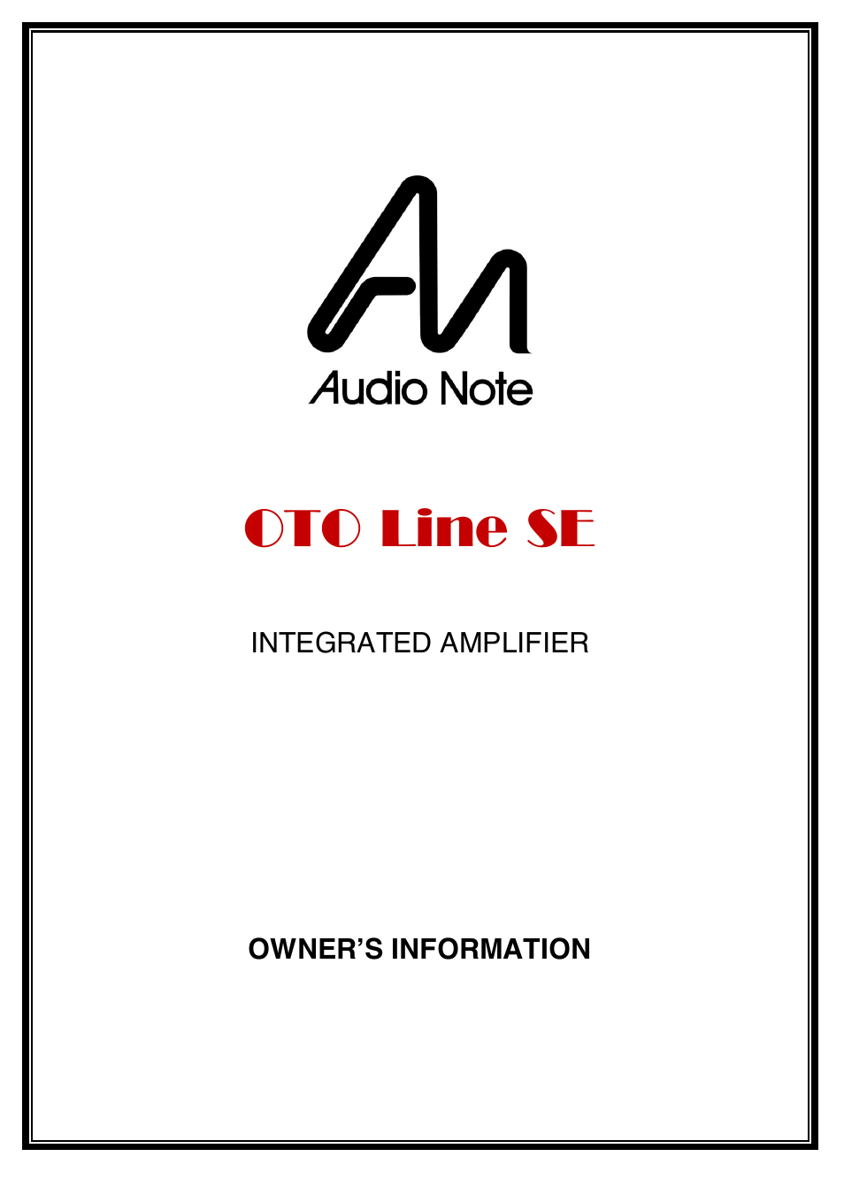 Audio Note Oto Line SE User Manual | 11 pages