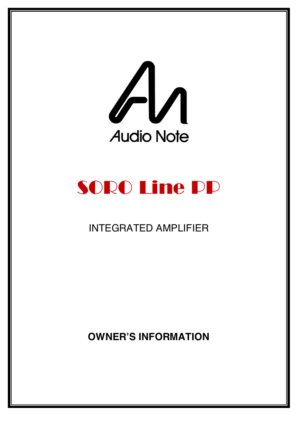 Audio Note Soro Line PP User Manual | 11 pages