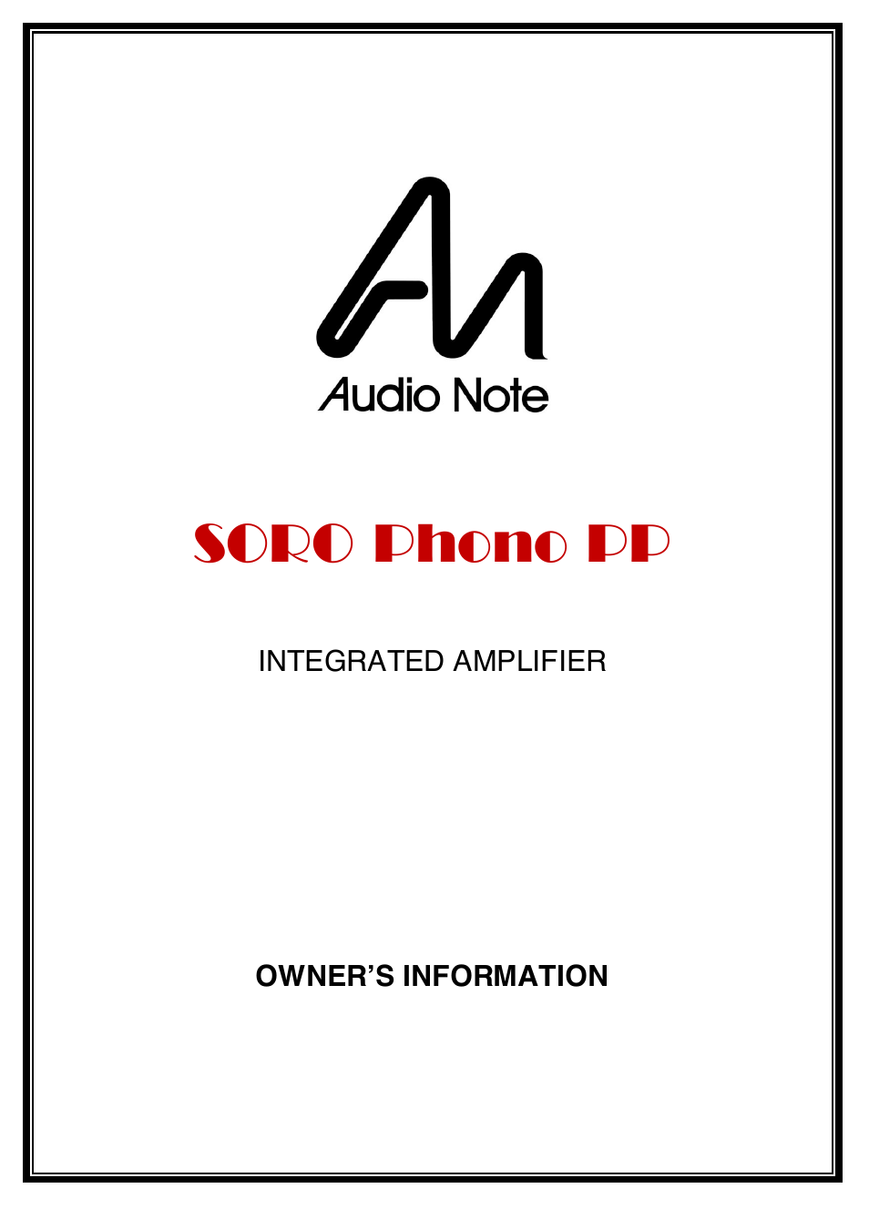 Audio Note Soro Phono PP User Manual | 11 pages