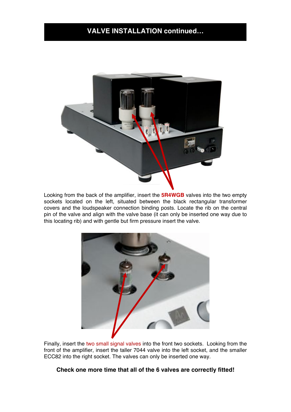 Valve installation continued | Audio Note Tomei User Manual | Page 10 / 15