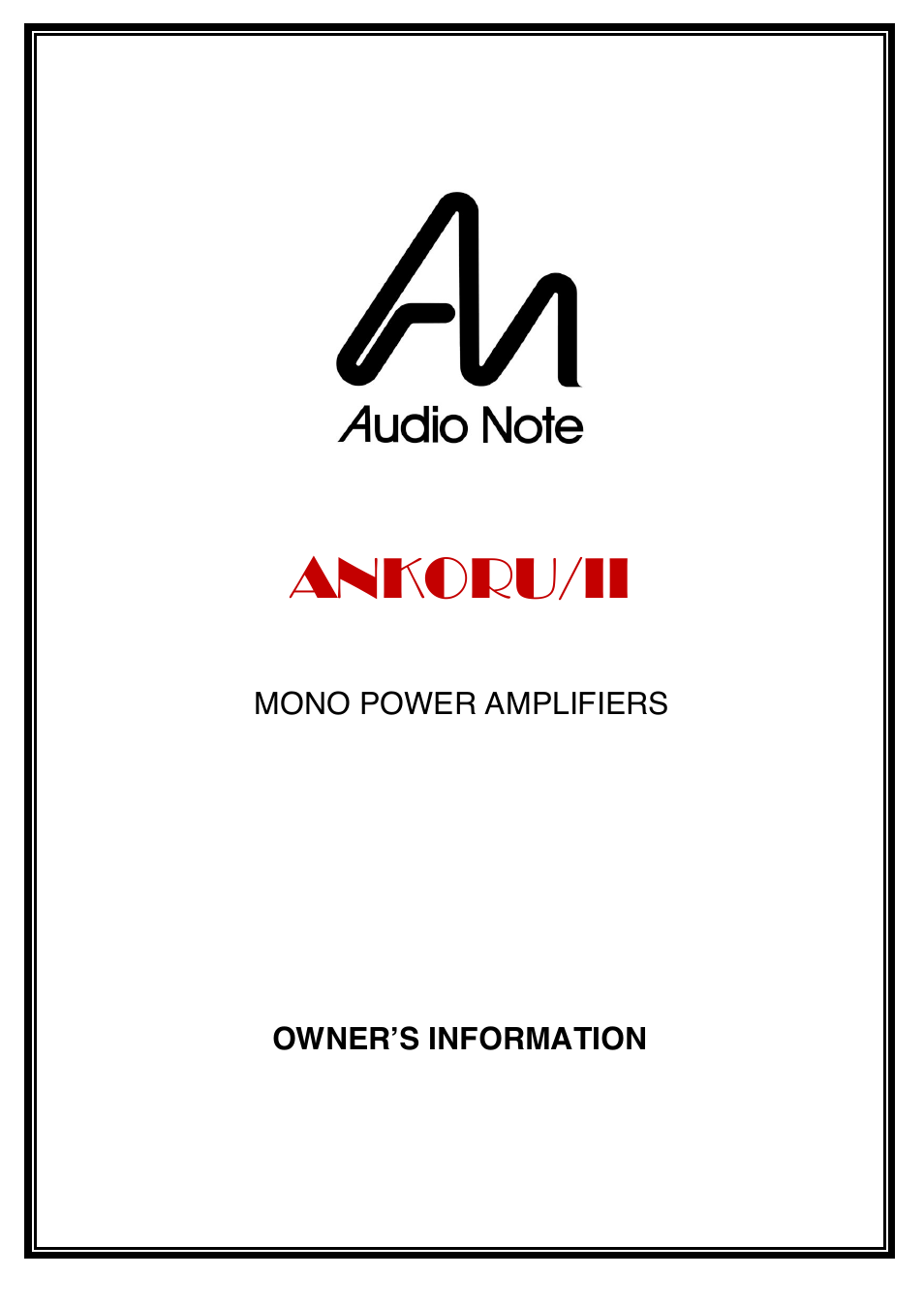 Audio Note Ankoru/II User Manual | 14 pages