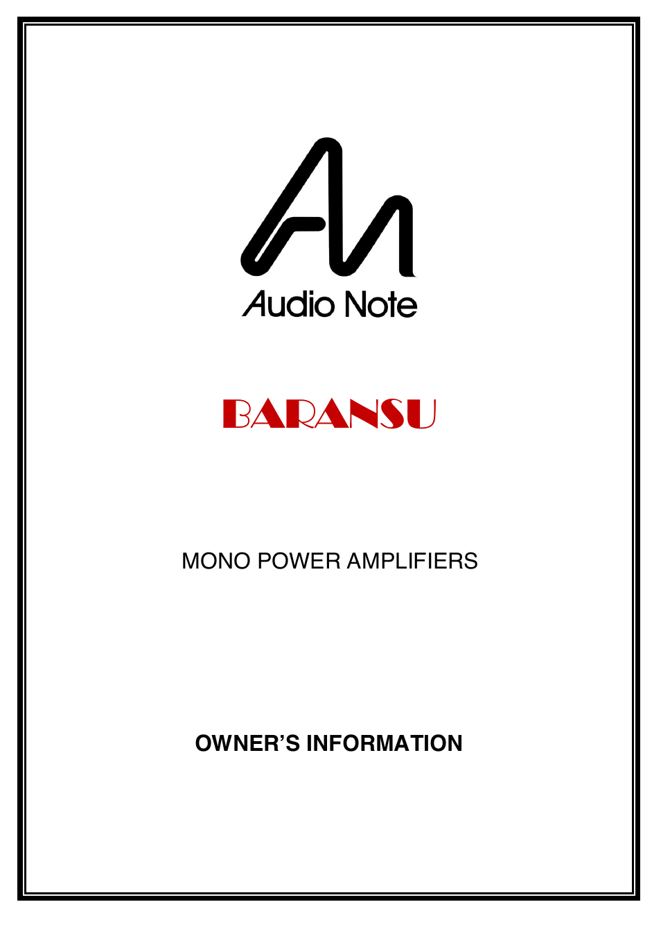 Audio Note Baransu User Manual | 13 pages