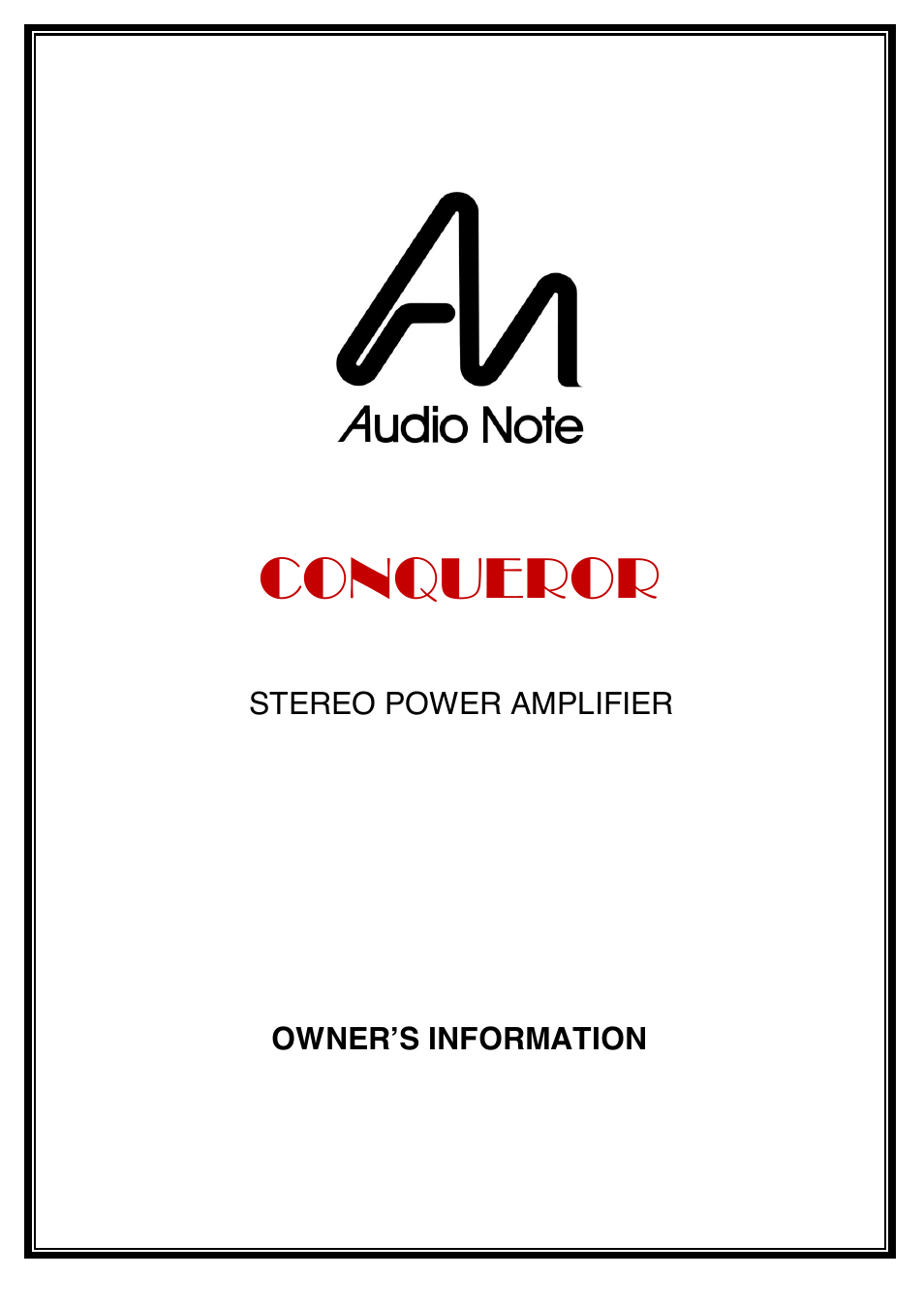 Audio Note Conqueror User Manual | 12 pages