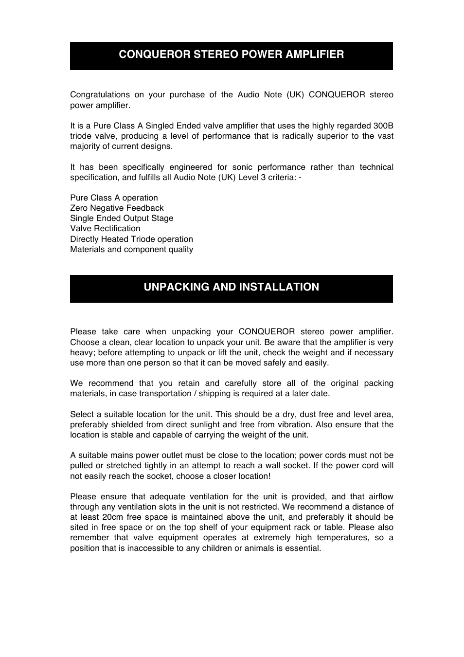 Audio Note Conqueror User Manual | Page 6 / 12
