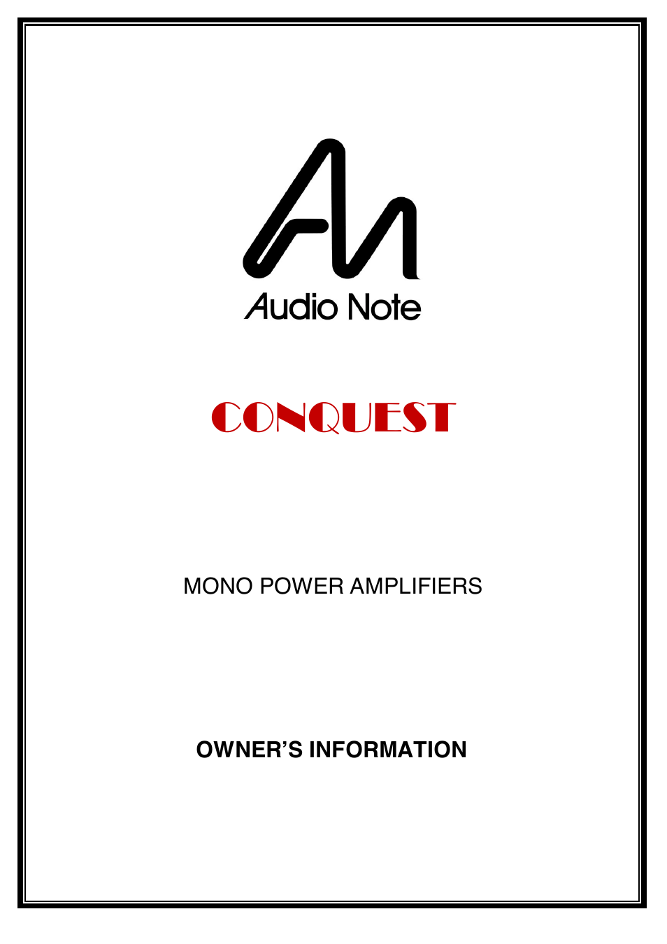 Audio Note Conquest User Manual | 12 pages