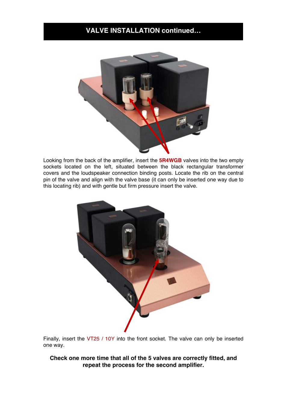 Valve installation continued | Audio Note Gaku-on User Manual | Page 9 / 14