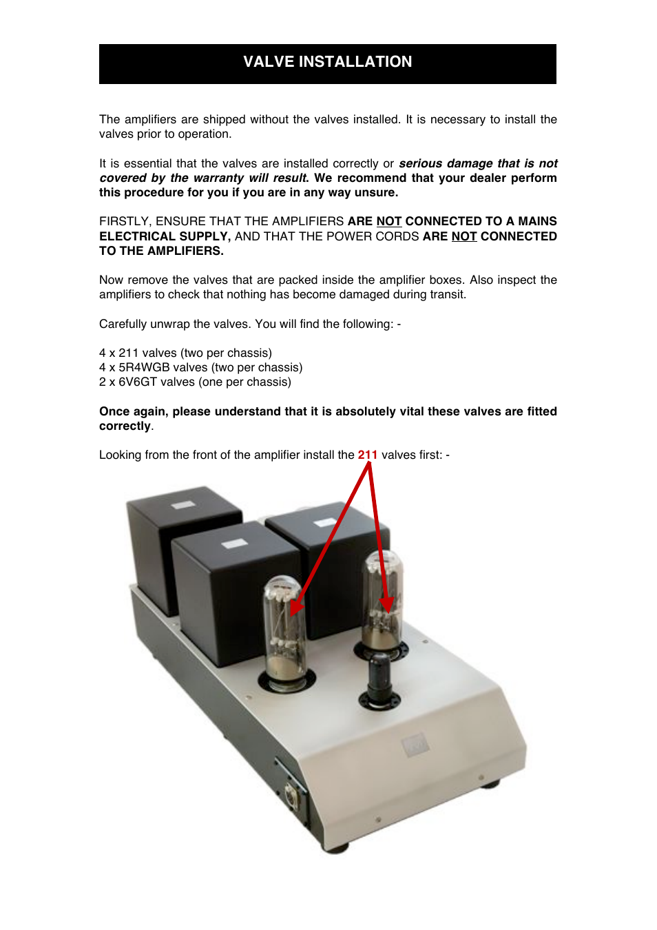 Valve installation | Audio Note Ginrei User Manual | Page 7 / 14