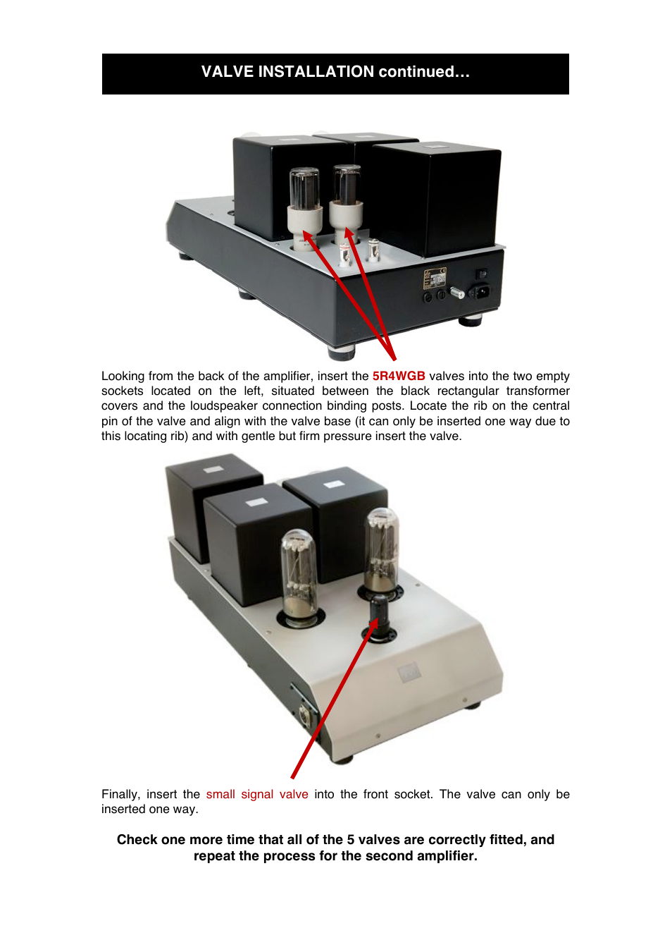 Valve installation continued | Audio Note Ginrei User Manual | Page 9 / 14